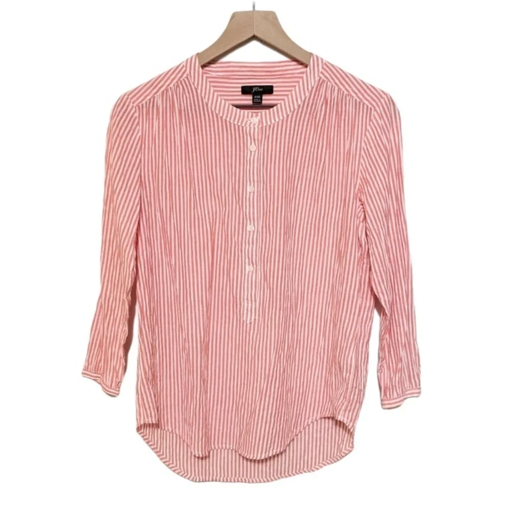 J. CREW Striped Mandarin Collar Popover